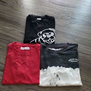 Zara Black and White Graphic Tee with Red Accent